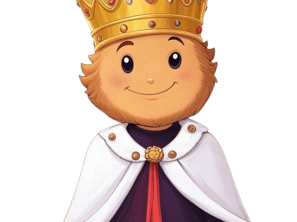 Subtitles King mascot on a throne